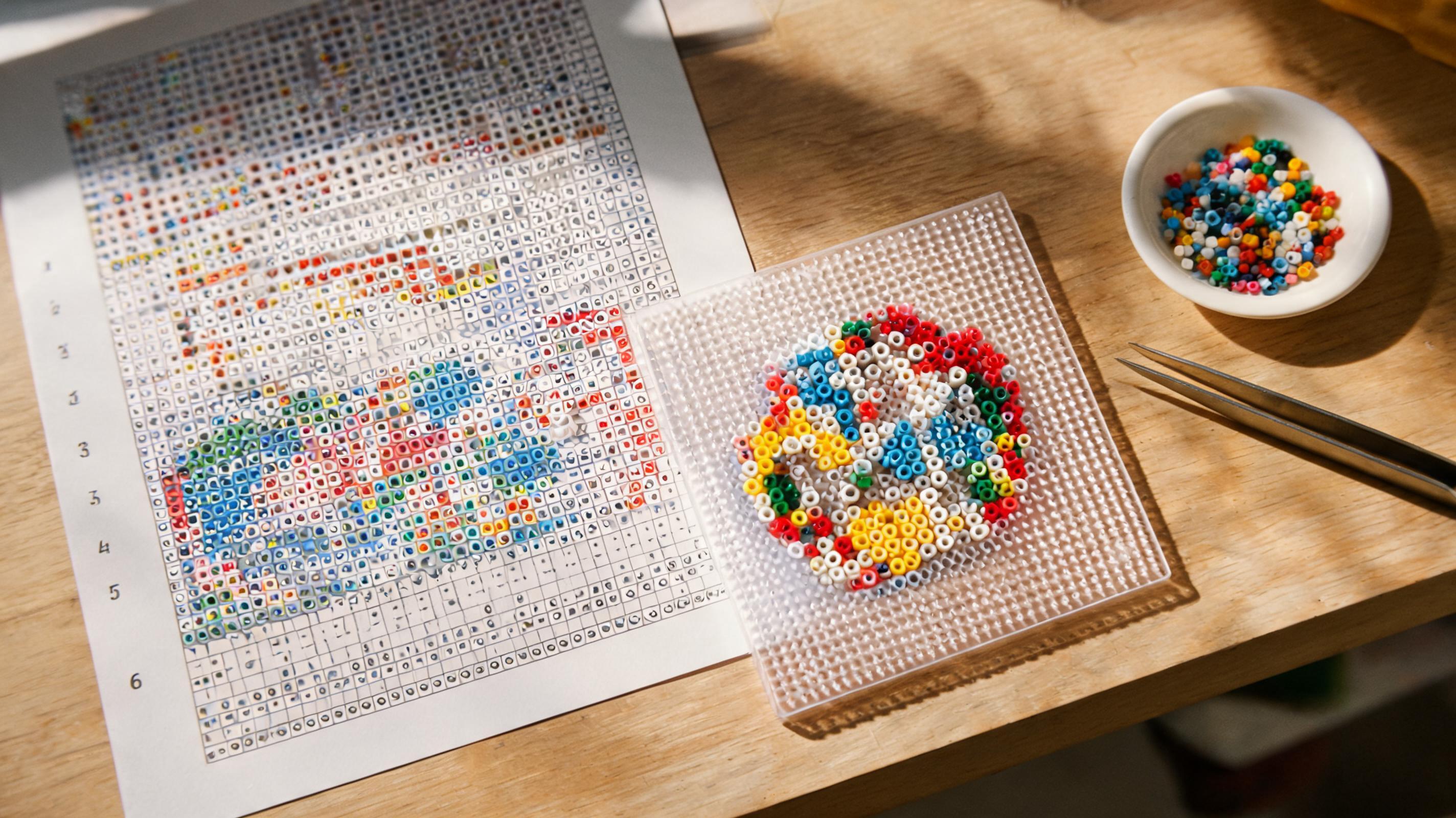 Grid lines color codes and coordinates on a pattern
